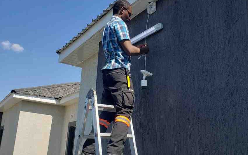 Security camera installation for a Zambian site
