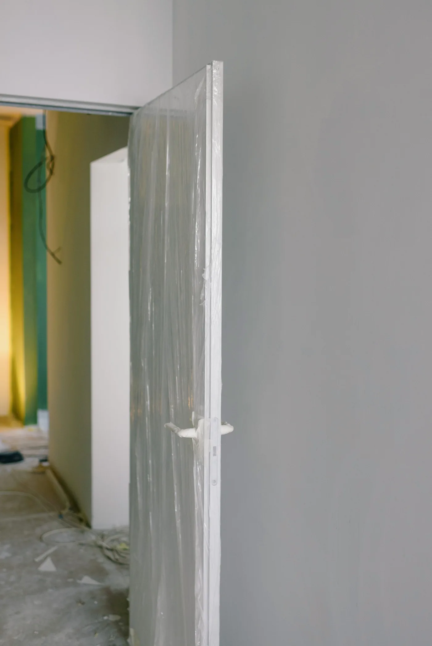 Door installation during a building fit-out project