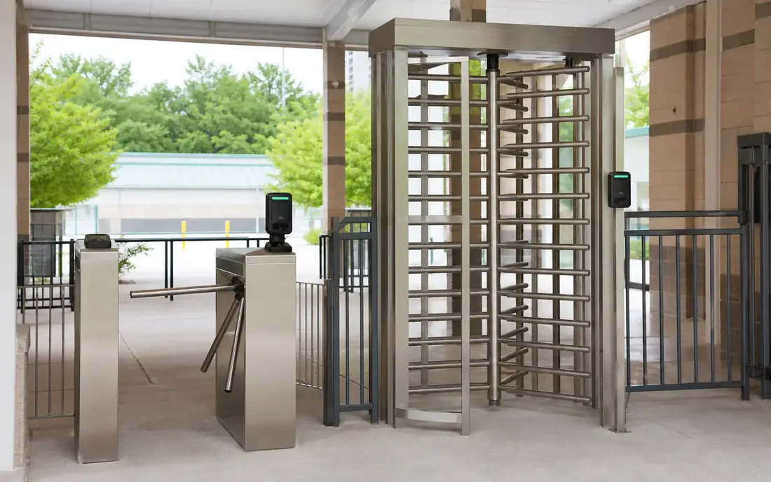 Tripod and full-height turnstiles for controlled pedestrian entry